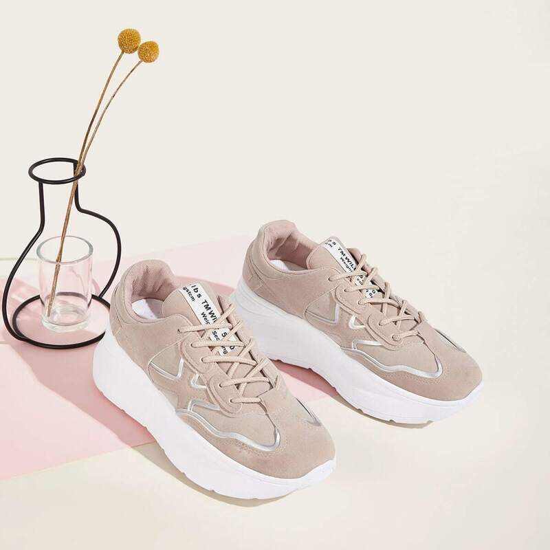 

Lace-up Front Chunky Sneakers, Pink