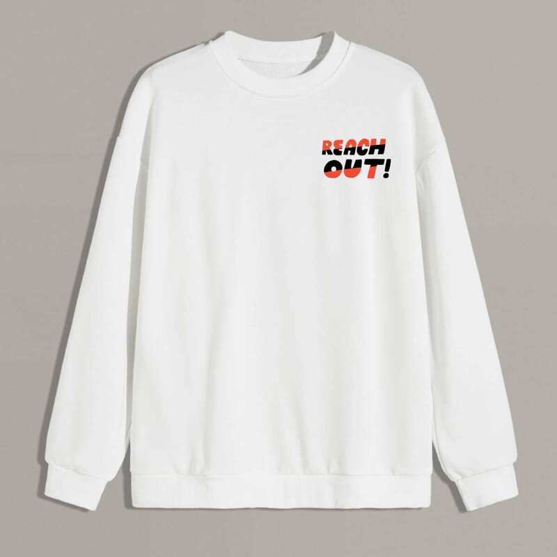 

Guys Letter Print Drop Shoulder Sweatshirt, White