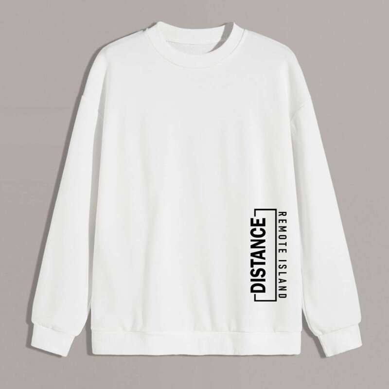 

Guys Letter Print Drop Shoulder Sweatshirt, White