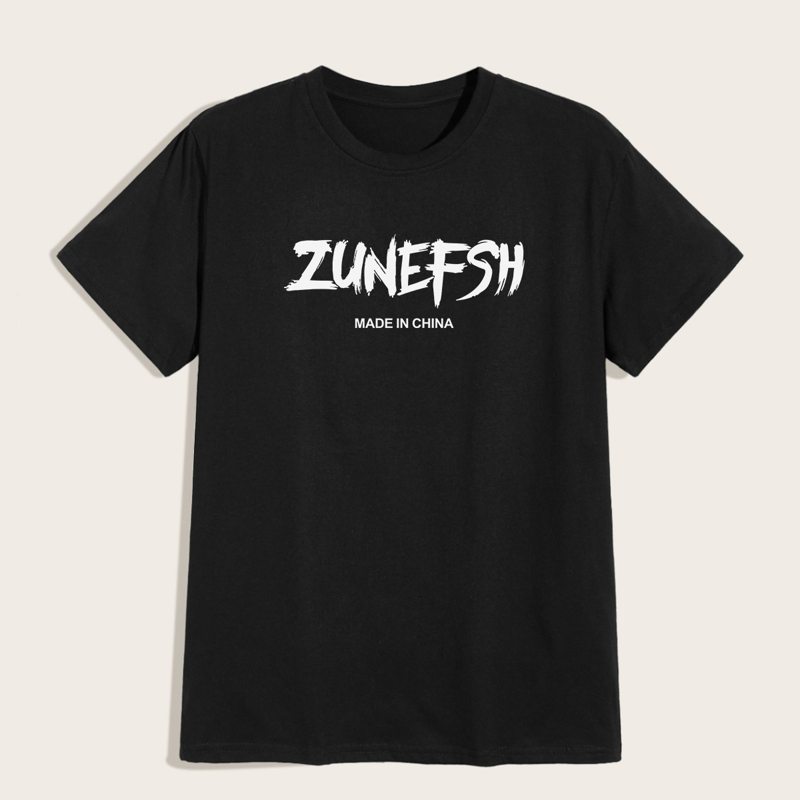 

Guys Letter Print Short Sleeve Tee, Black