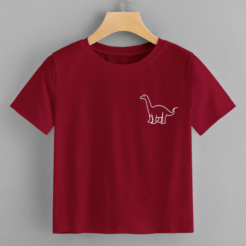 

Dinosaur Print Short Sleeve Tee, Burgundy
