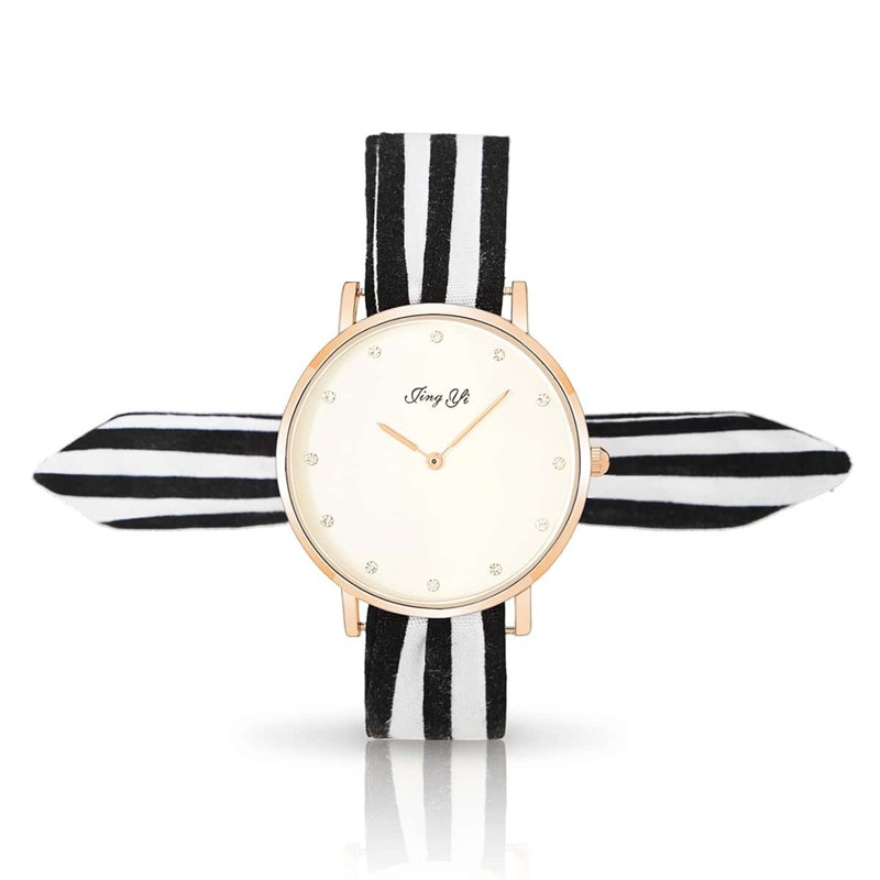 

Round Dial Striped Bow Knot Quartz Watch