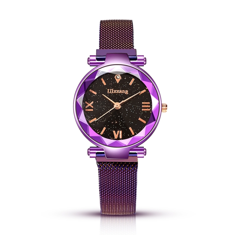 Glitter Dial Quartz Watch With Bracelet 2pcs