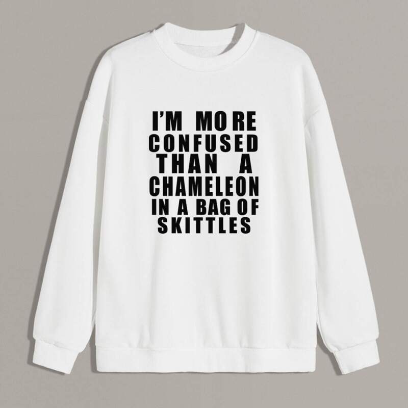 

Guys Slogan Print Round Neck Sweatshirt, White