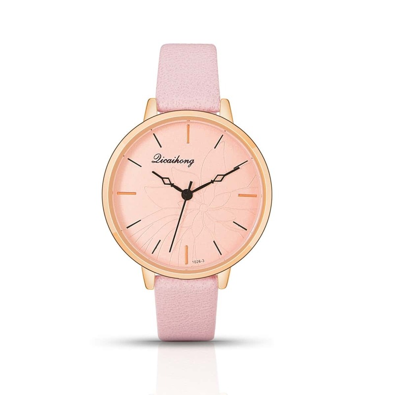

Plain PU Leather Band Round Dial Watch