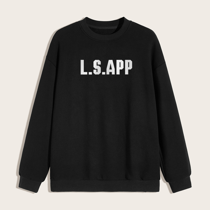 

Guys Letter Print Round Neck Sweatshirt, Black
