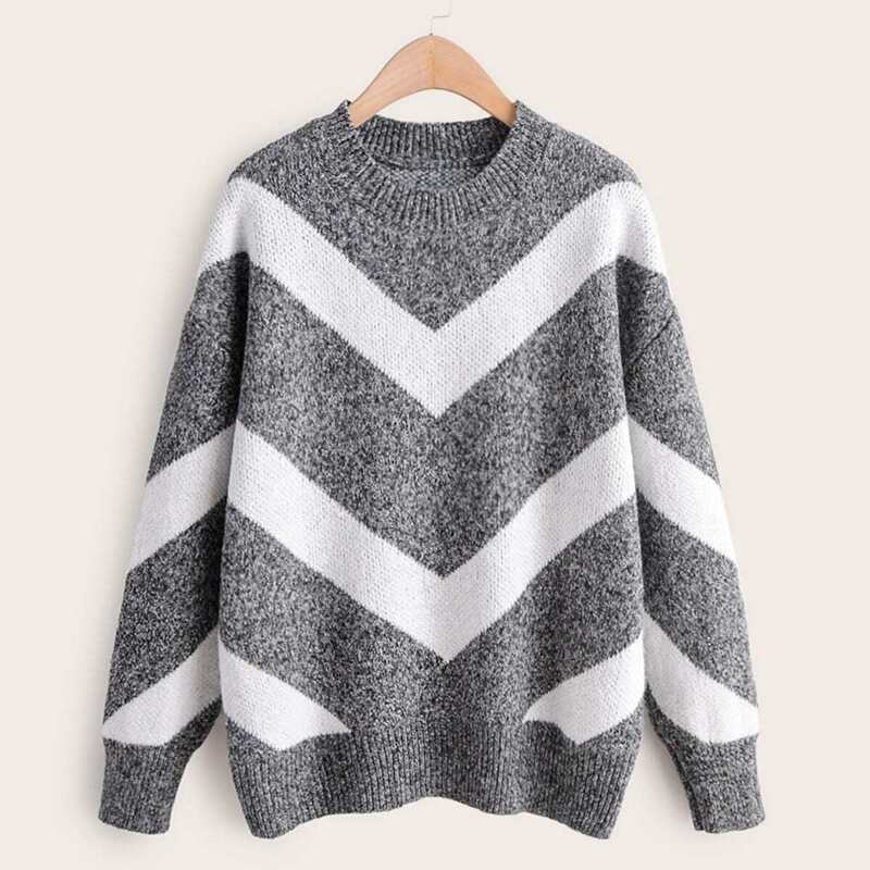 

Space Dye Chevron Drop Shoulder Sweater, Multicolor