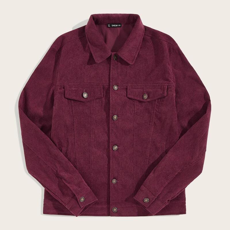 

Guys Flap Detail Corduroy Jacket, Burgundy