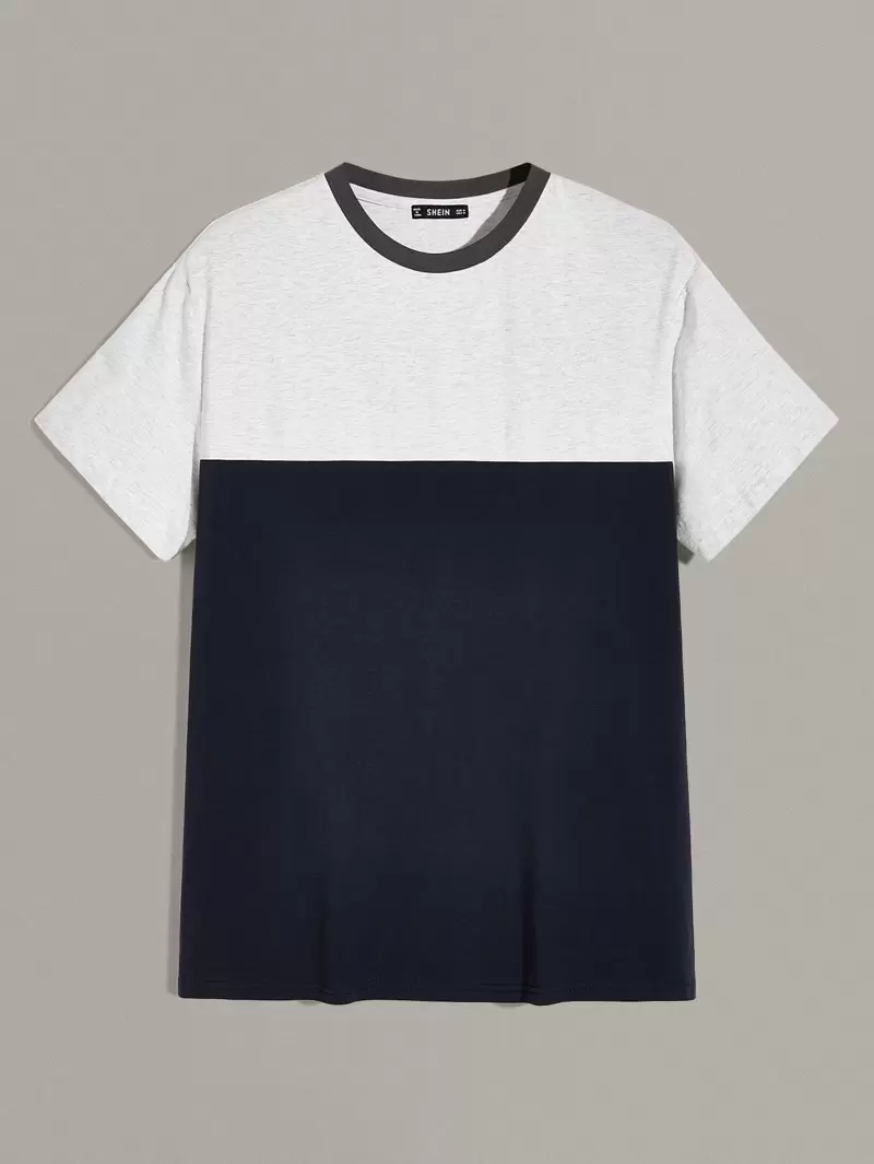 Camiseta de hombres de color combinado de cuello en Camisa de hombres de color combinado de cuello en contraste