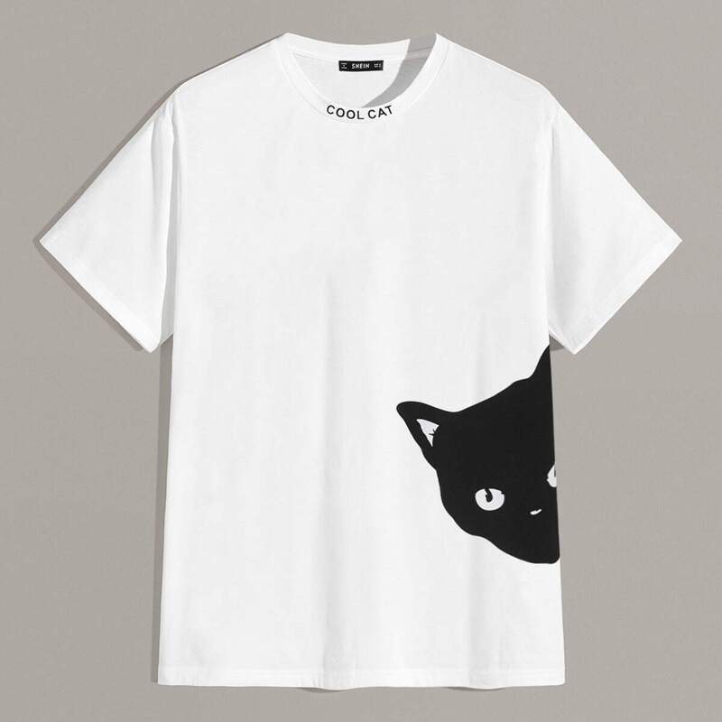 

Guys Letter Neck Cartoon Graphic Tee, White