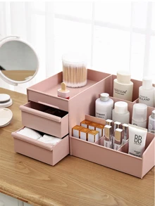 Desktop Cosmetic Storage Box - Pink - View 1