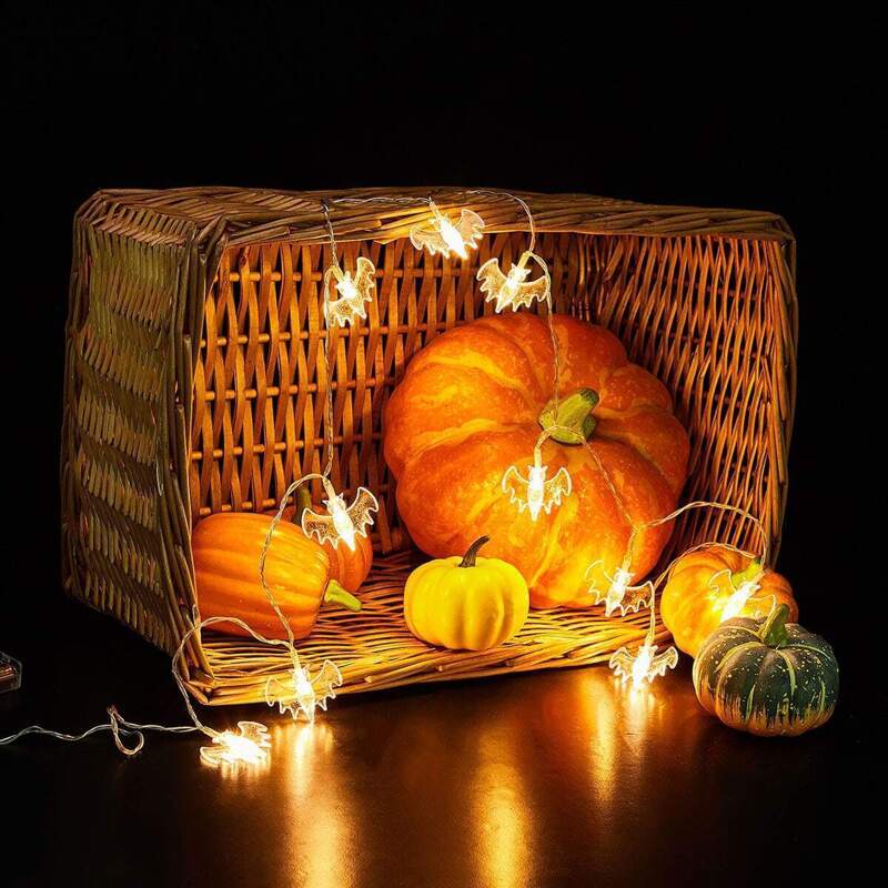 

10pcs Transparent Bat Shaped Bulb String Light, Blue