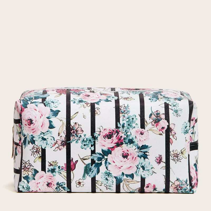 

Floral & Striped Makeup Bag, Multicolor