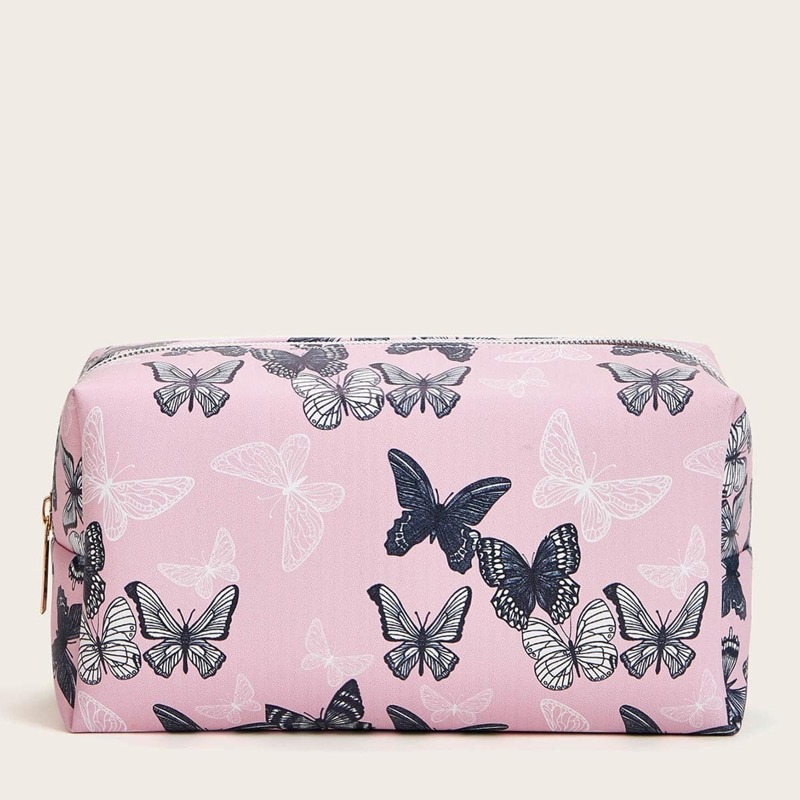 

Butterfly Pattern Makeup Bag, Pink