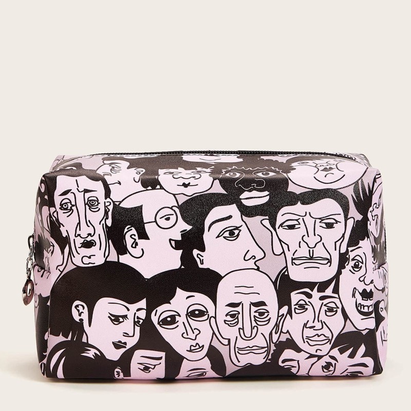 

Figure Pattern Makeup Bag, Black
