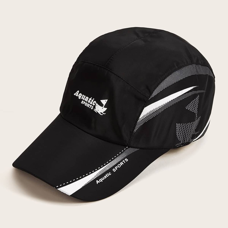 

Guys Letter Print Baseball Cap, Black