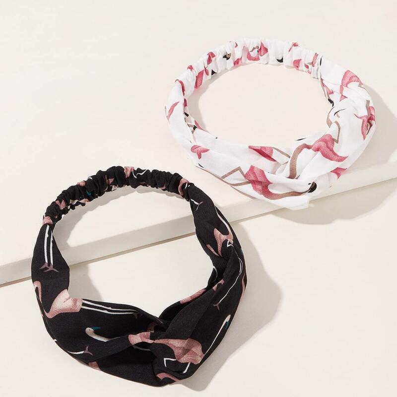 

Flamingo Print Headband 2pcs, Multicolor