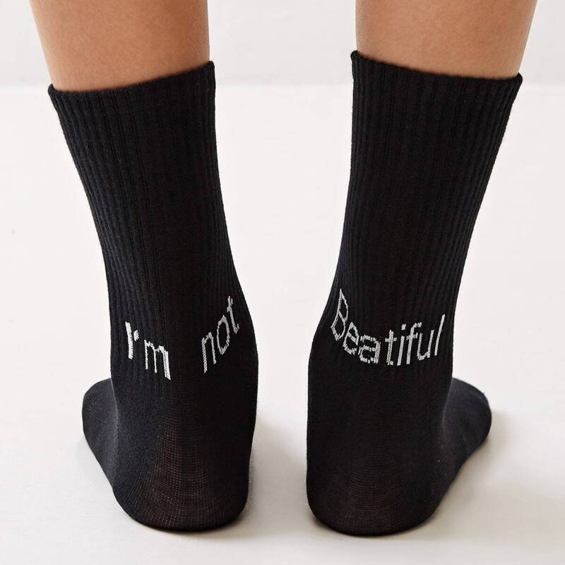 

Letter Print Socks 1pair, Black