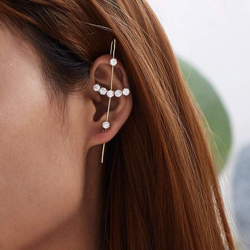 

Rhinestone Decor Bar Earrings 1pair, Gold