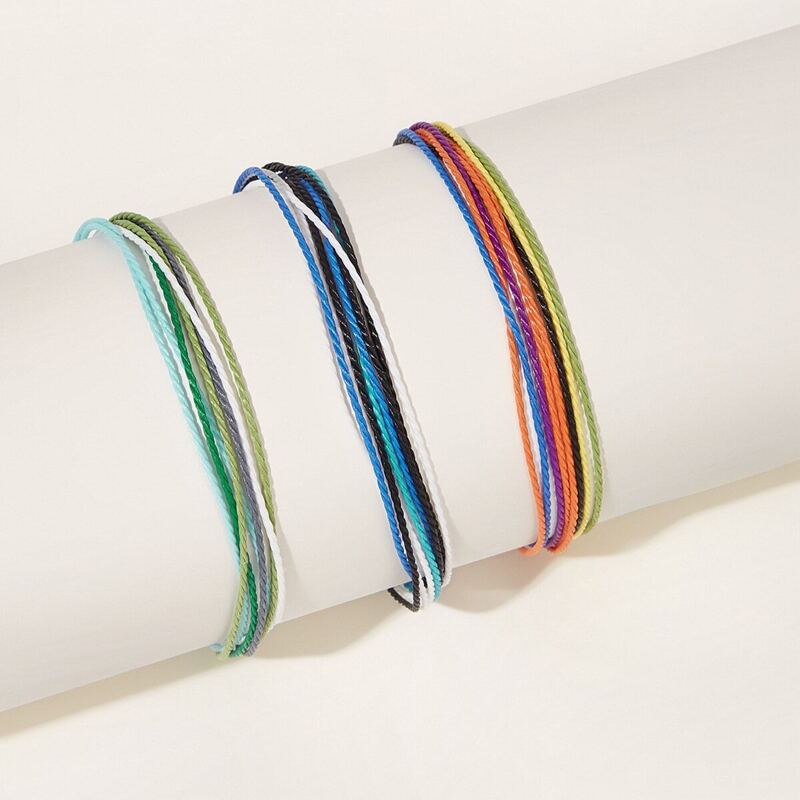 

Colorful String Bracelet 3pcs, Multicolor