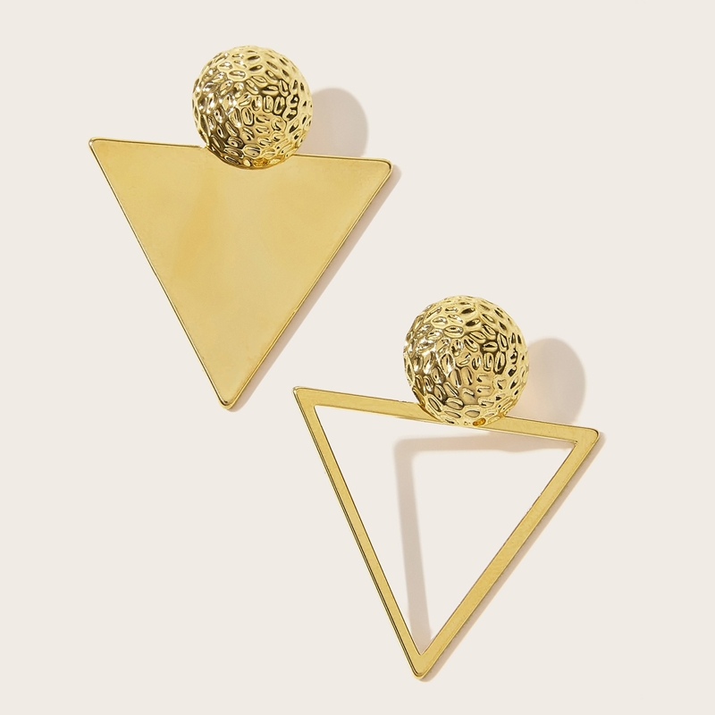 

Triangle Statement Mismatched Earrings 1pair, Gold