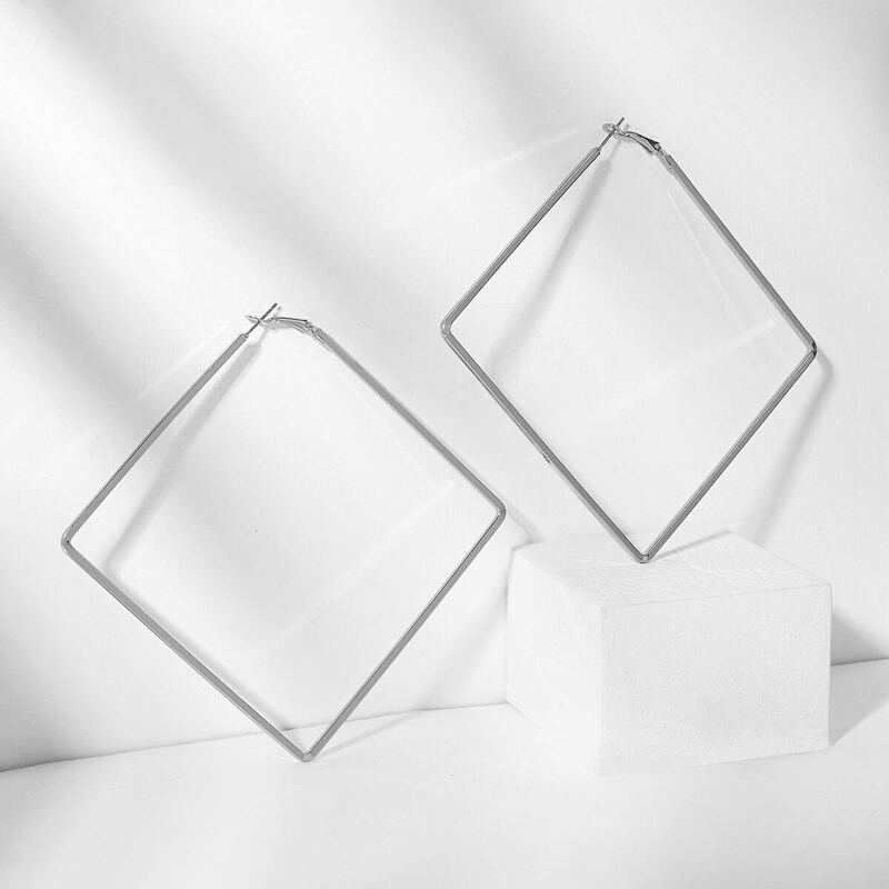 

Square Hoop Earrings 1pair, Silver