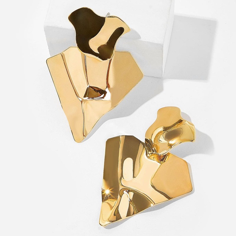 

Metal Irregular Earrings 1pair, Gold