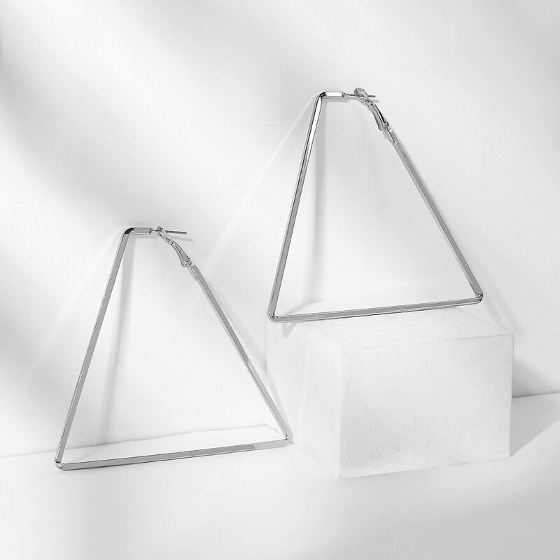 

Triangle Hoop Earrings 1pair, Silver