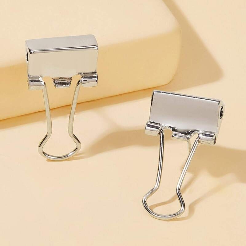 

Elliot Folder Clip Design Stud Earrings 1pair, Silver