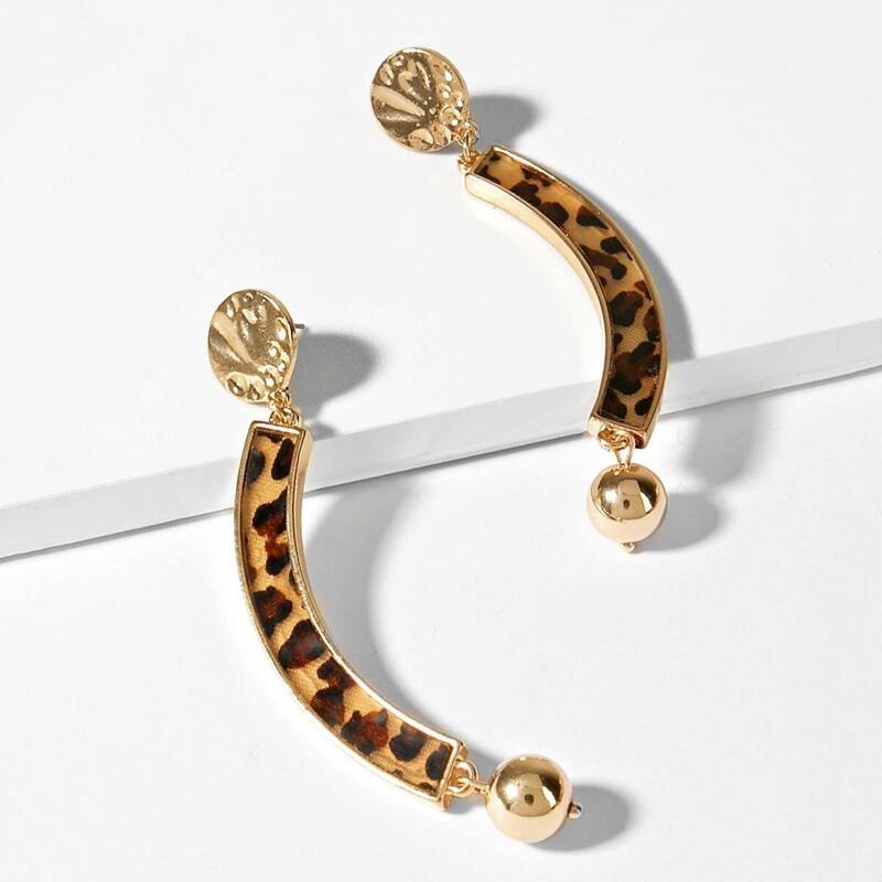 

Tortoiseshell Curved Bar Earrings 1pair, Multicolor