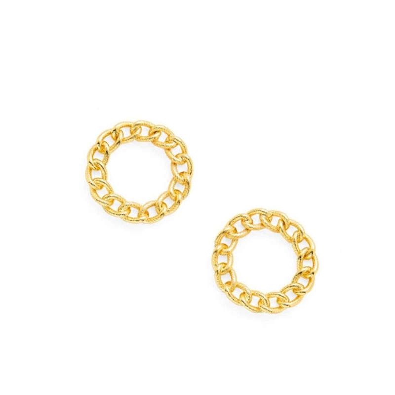 

Chain Shaped Hoop Earrings 1pair, Gold