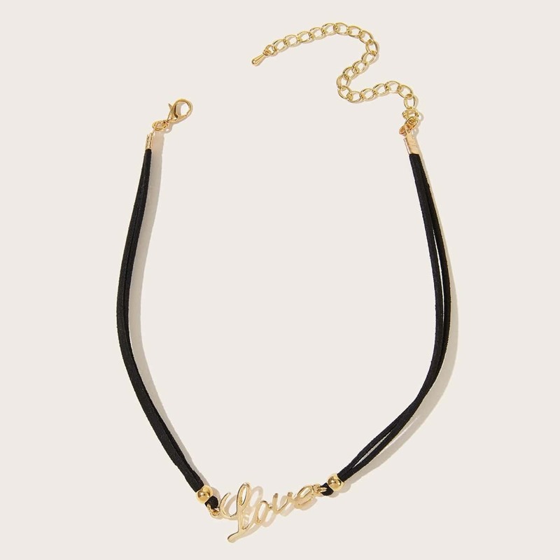 

Slogan Necklace 1pc, Black