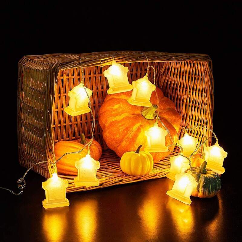 

10pcs Bulb Halloween Tombstone String Lights, White