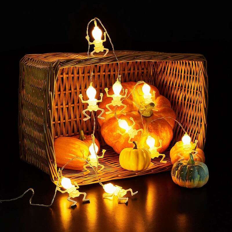

10pcs Skeleton Shaped Bulb String Light, White