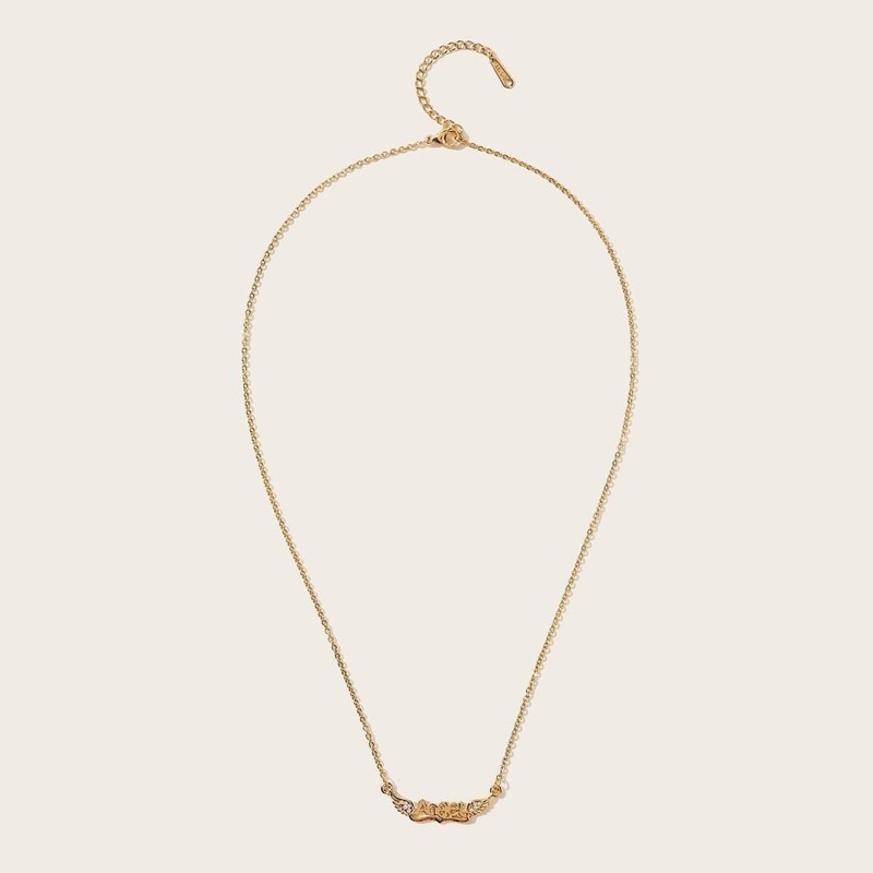 

Letter Angel & Wing Charm Necklace, Gold