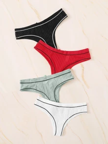 Rib Sexy Panties Set 4packs - Multicolor - View 2