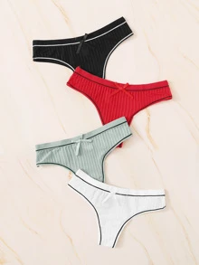 Rib Sexy Panties Set 4packs - Multicolor - View 3