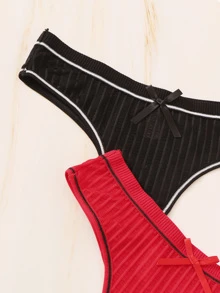 Rib Sexy Panties Set 4packs - Multicolor - View 4