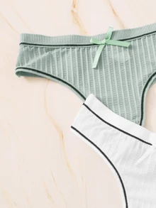 Rib Sexy Panties Set 4packs - Multicolor - View 5