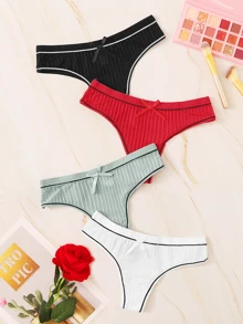 Rib Sexy Panties Set 4packs - Multicolor - View 1