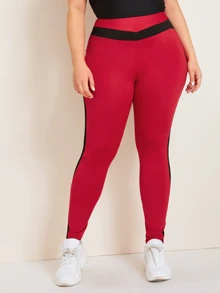 Leggings panel con malla - grande - Rojo - Ver 5