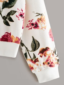 SHEIN LUNE Drop Shoulder Floral Print Sweatshirt - Multicolor - View 4