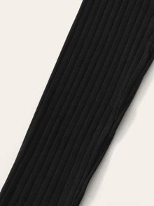 Muchica Off Shoulder Honey Graphic Rib-knit Top - Black - View 4