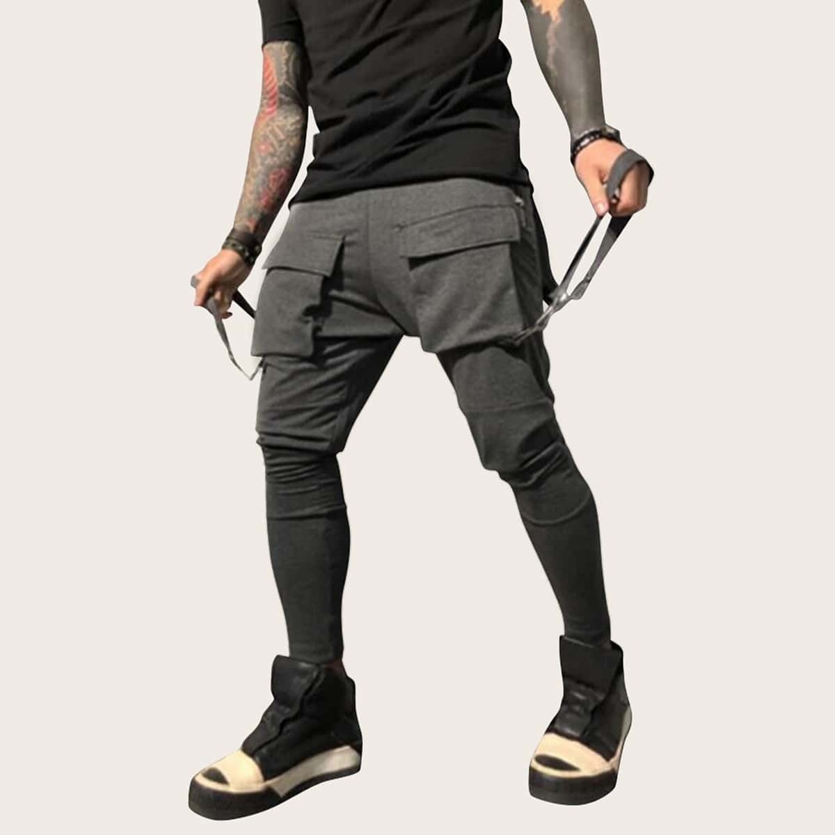 

Guys Pocket Side Ribbon Cargo Pants, Grey