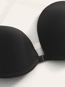 Crisscross Back Clear Strap Underwire Bra - Black - View 5