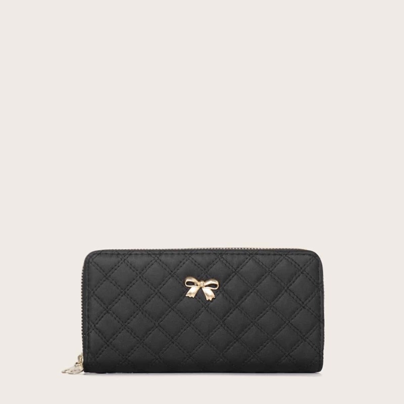 

Bow Decor Quilted Purse, Black