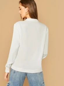 BizChic Camisa unicolor de cuello notched ropa de trabajo