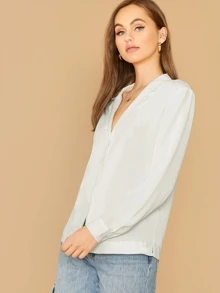 BizChic Camisa unicolor de cuello notched ropa de trabajo