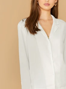 BizChic Camisa unicolor de cuello notched ropa de trabajo