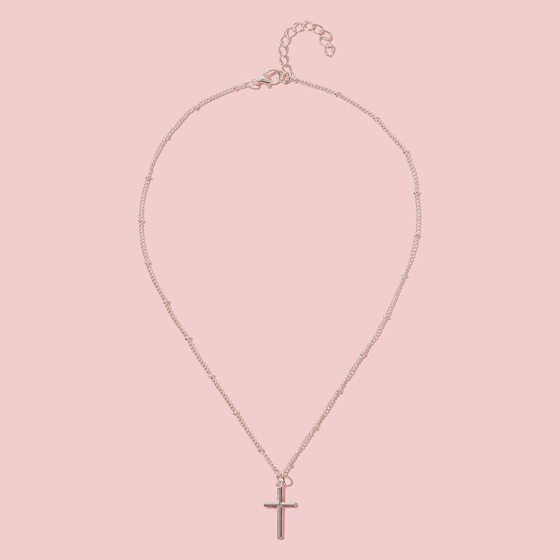 

Cross Pendant Chain Necklace, Silver